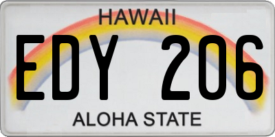 HI license plate EDY206