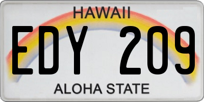 HI license plate EDY209