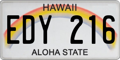 HI license plate EDY216