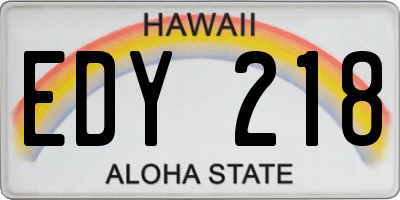 HI license plate EDY218