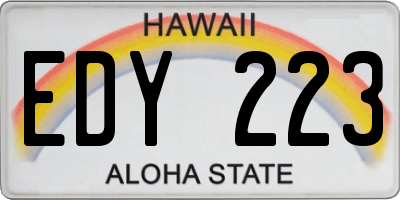 HI license plate EDY223