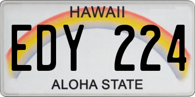 HI license plate EDY224