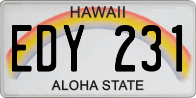 HI license plate EDY231