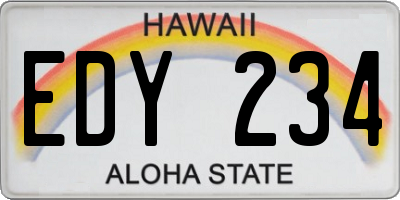 HI license plate EDY234