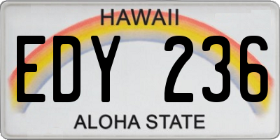 HI license plate EDY236