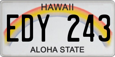 HI license plate EDY243