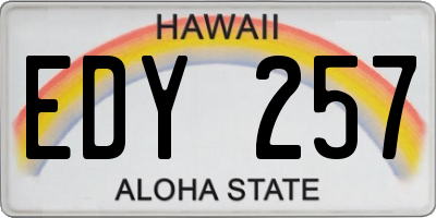 HI license plate EDY257