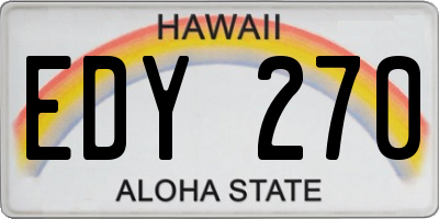 HI license plate EDY270