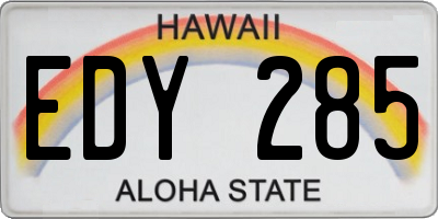 HI license plate EDY285
