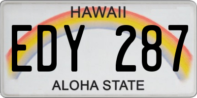 HI license plate EDY287