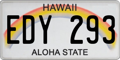 HI license plate EDY293