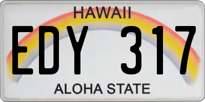 HI license plate EDY317