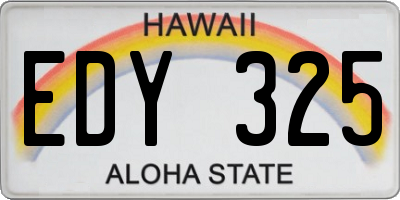 HI license plate EDY325