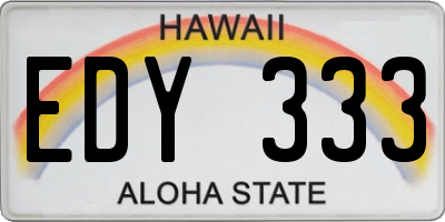 HI license plate EDY333