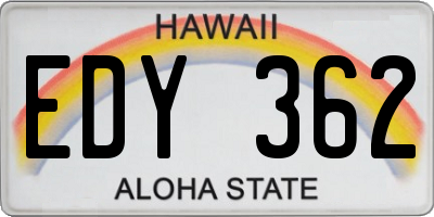 HI license plate EDY362