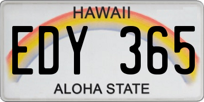 HI license plate EDY365