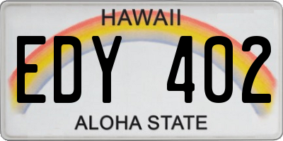HI license plate EDY402