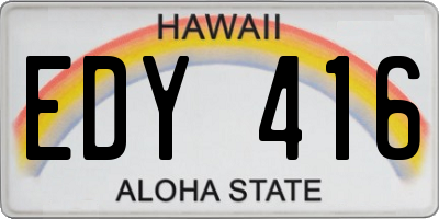 HI license plate EDY416