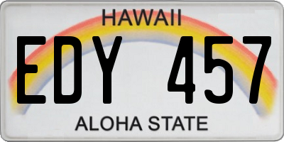 HI license plate EDY457