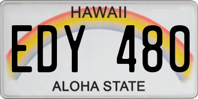 HI license plate EDY480