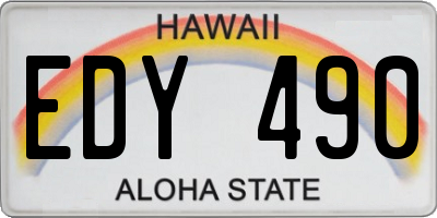 HI license plate EDY490