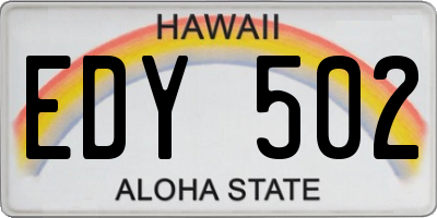 HI license plate EDY502