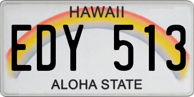 HI license plate EDY513