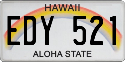 HI license plate EDY521
