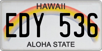 HI license plate EDY536