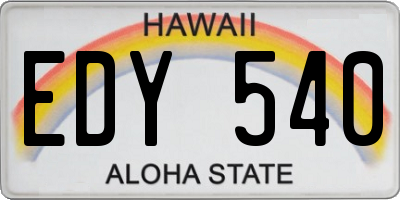 HI license plate EDY540