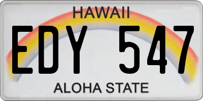 HI license plate EDY547