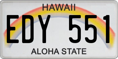 HI license plate EDY551