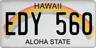 HI license plate EDY560