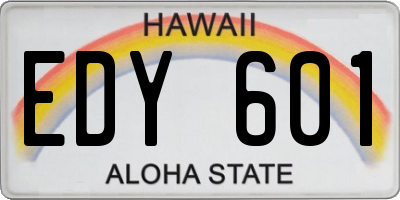 HI license plate EDY601