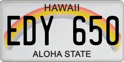 HI license plate EDY650