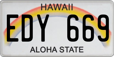 HI license plate EDY669