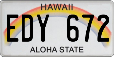 HI license plate EDY672