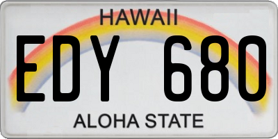 HI license plate EDY680