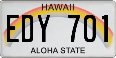 HI license plate EDY701