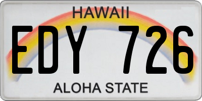 HI license plate EDY726