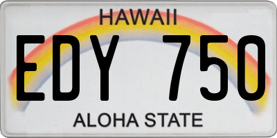 HI license plate EDY750