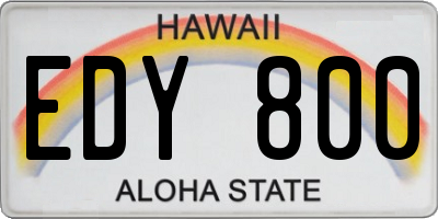 HI license plate EDY800