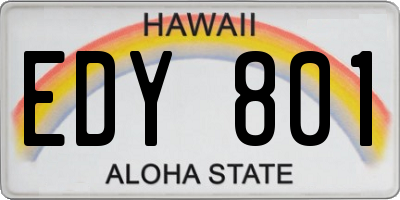 HI license plate EDY801