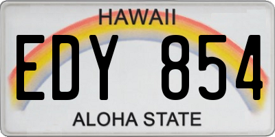 HI license plate EDY854