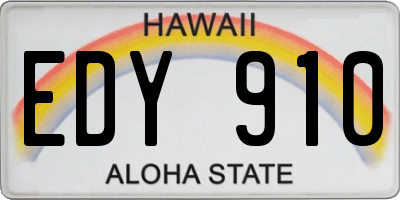 HI license plate EDY910
