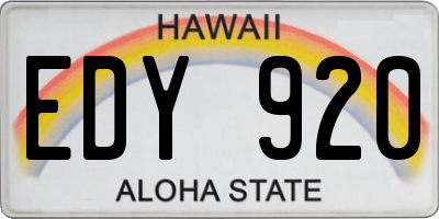 HI license plate EDY920