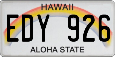 HI license plate EDY926