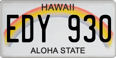 HI license plate EDY930