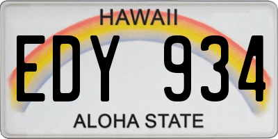 HI license plate EDY934