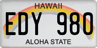 HI license plate EDY980